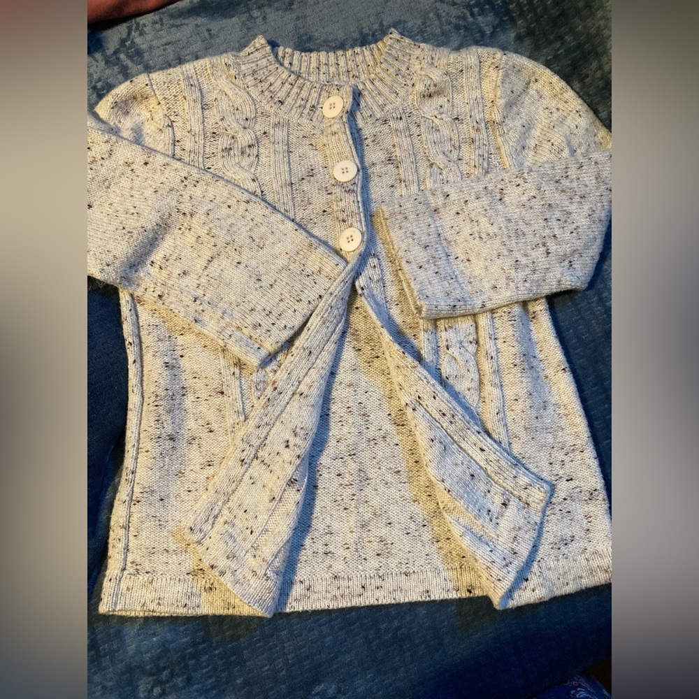 Hannah Speckled Gray Cable Knit Sweater